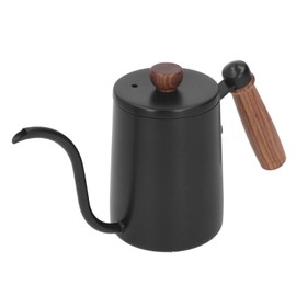 600ml 20oz Pour Over Coffee Kettle Pour Over Kettle Gooseneck Spout Coffee Tea Pot with Wood Handle Pour Over Coffee Kettle Temperature Cooling Hole (Black)