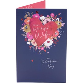 UK Greetings Valentine's Day Card For Wife - Floral Heart Design