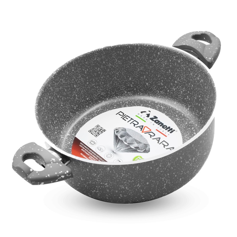 Zanetti - Rare stone, non-stick aluminium saucepan, stone look, soft