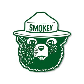 Green New Woodcut Smokey Bear Face Shaped Sticker (Smoky Decal Logo Camp Hike Vinyl for car Truck or Laptop (3 inch)