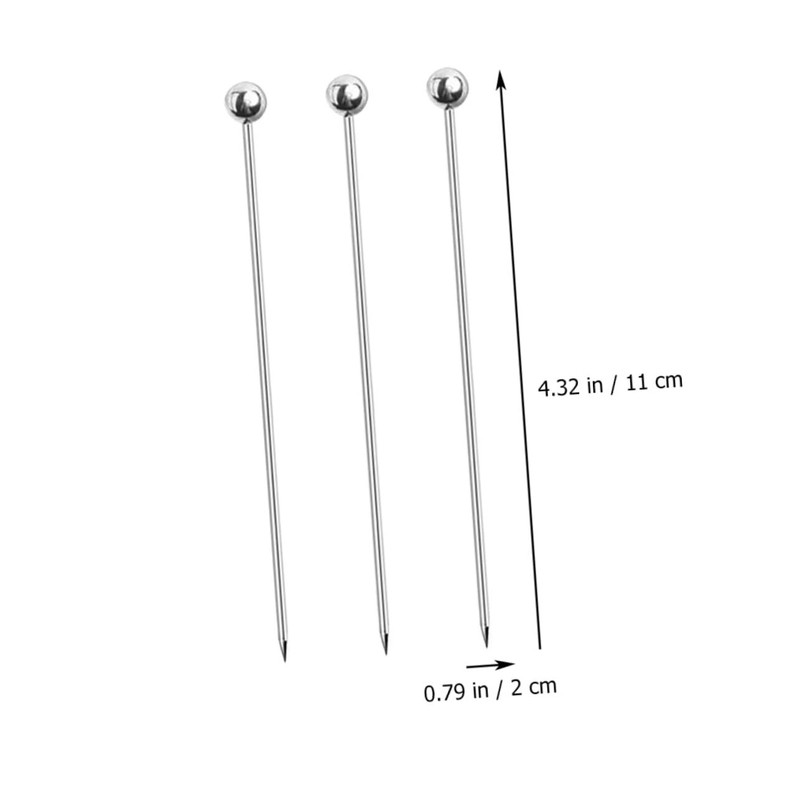 GRIRIW 10pcs Multi-Functional Food Picks Set Stainless Steel Cocktail Skewers