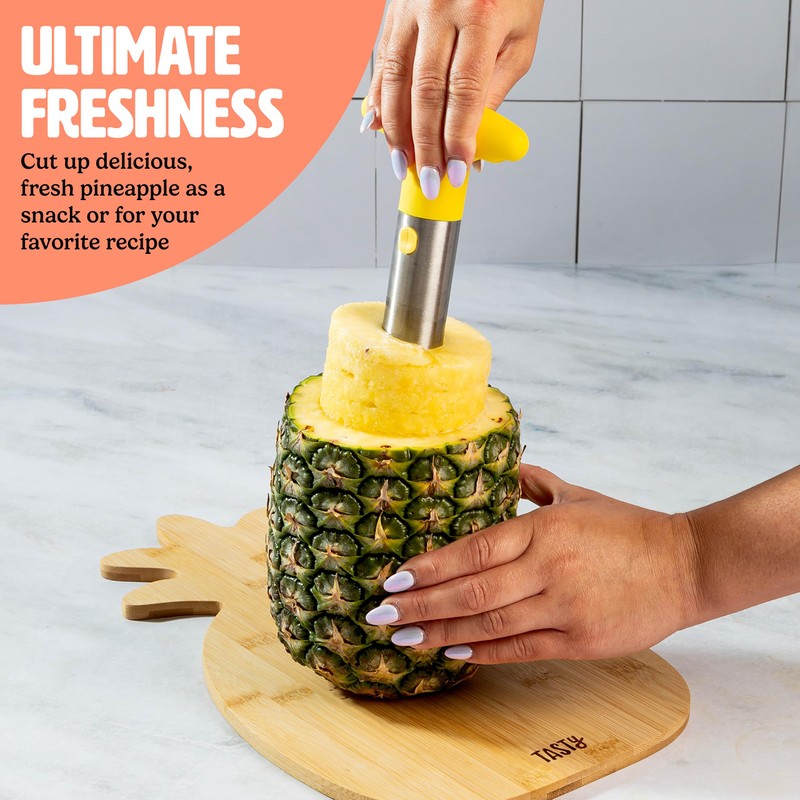 Tasty Pineapple Slicer and Bamboo Board Set, Cores and Slices
