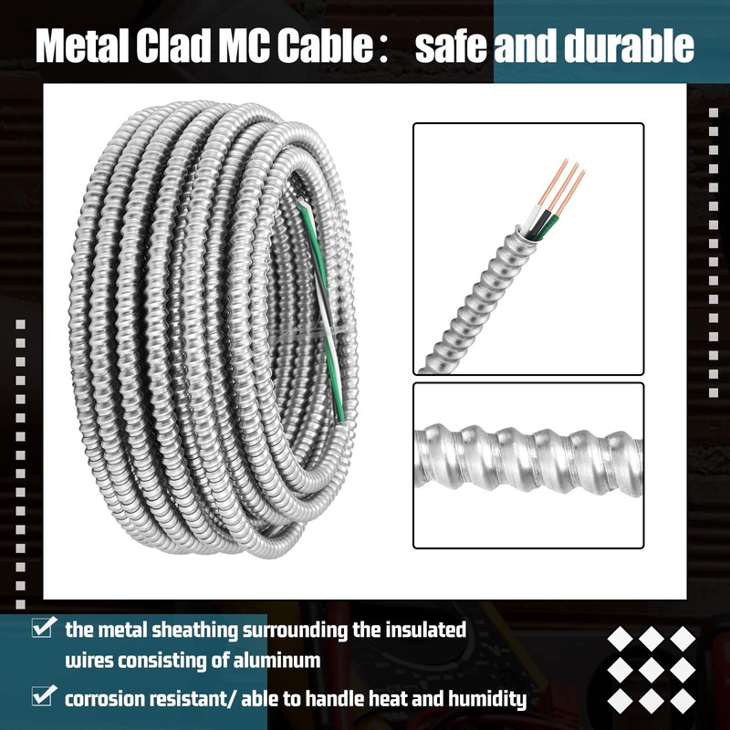 Kingdder Metal Clad Cable, Wire With Ground, Metal Solid Clad