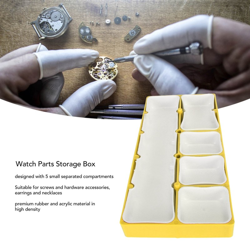 Watch Parts Storage Box Stackable 5 Compartments Acrylic Rubber Watch