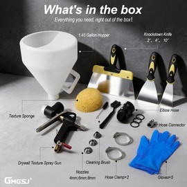 Drywall Texture Spray Gun Kit with Hopper & 3 Nozzles