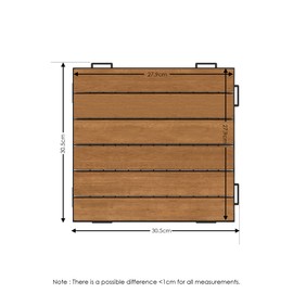 FURINNO FG181034 Tioman Floor Decking Wood Tile, Natural (Pack of 10)