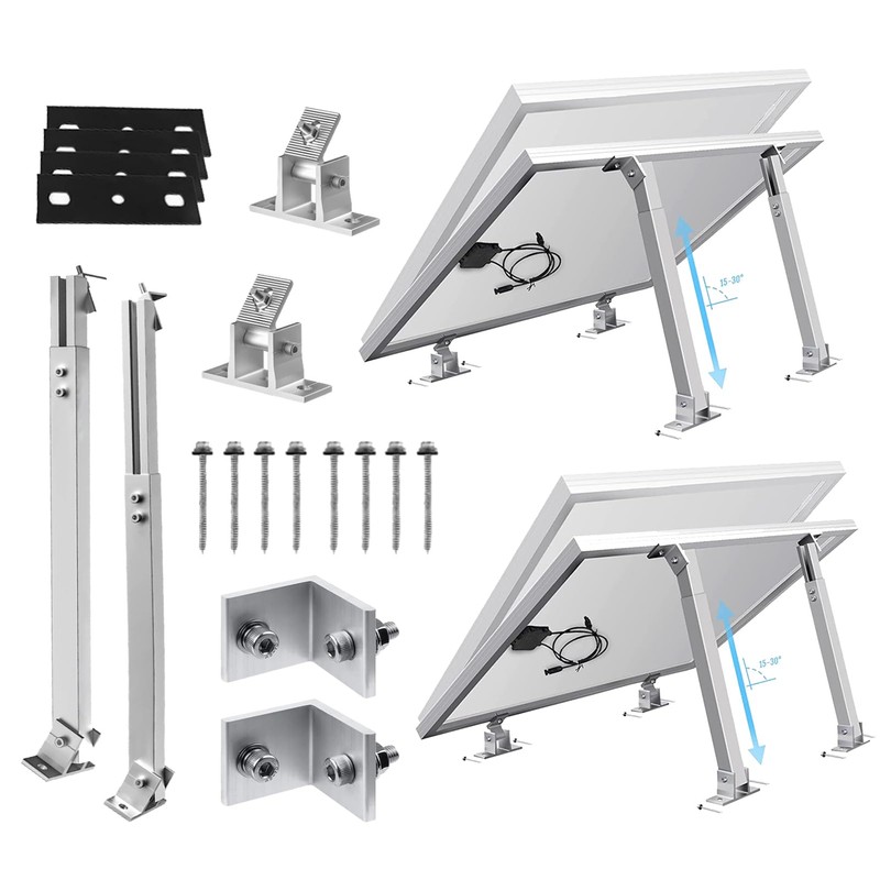 2 Sets (4Pcs) Solar Panel Mounting Brackets - Adjustable Solar