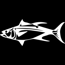 Decal Stickers of Yellowfin Tuna Fish (White) (Set of 2) Luxury Weatherproof Vinyl Decal Stickers for Laptop Desktop Smartphone Car Dirt Bike Wall Room Mason Jar Bathtub - BICVER1522462WHW19Y24