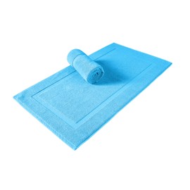 SALBAKOS - Bathroom Rugs Set 2 Piece, 100% Cotton Bath Mats for Bathroom, Non-Slip, Comfy & Highly Absorbent Bathroom Floor Mats, Machine Washable | 20"x34" (Aqua)