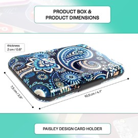 Women's Elegant Aluminium Card Holder with RFID Security High Capacity Wear-Resistant Modern Design Credit Card Holder Women's Blue Paisley, blue, Modern