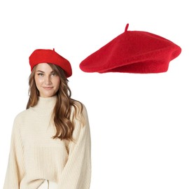 MIRKUZI Askenhats & Berets for Women Beret, Classic Solid French Beret, Women's Beret, Beret, Women's Hat, Classic Artist Beret, Summer Beret (Red)