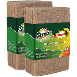 SCRUBIT Natural Scouring Pads (12 Pack) - Eco Friendly Scrubbing Pads for Kitchen Cleaning, Dishes, and Pots - Non-Scratch Kitchen Scrubbers - 100% Natural Sisal Fibers (12 Pack)