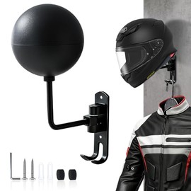 Motorcycle Helmet Mount, Helmet Mount, Helmet Stand - Wall Mounted Rotatable Bracket with 2 Hooks for Motorcycle Helmets, Baseball, Rugby Helmets