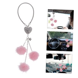 SUPVOX 2 Pcs Car Dashboard Ornament Rhinestone Fur Ball Unique Car Ornaments for Dashboard Decor Interior Car Decor