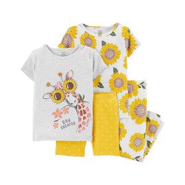 Carter's Baby Girls' 4 Pc Cotton Pjs (4T, Giraffe Sunflower)