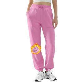 DITOK Baggy Sweatpants for Women High Waisted Soft Fleece Lining Sweatpants with Pockets Y2K Joggers Lounge Campus Outfits, Rose Pink
