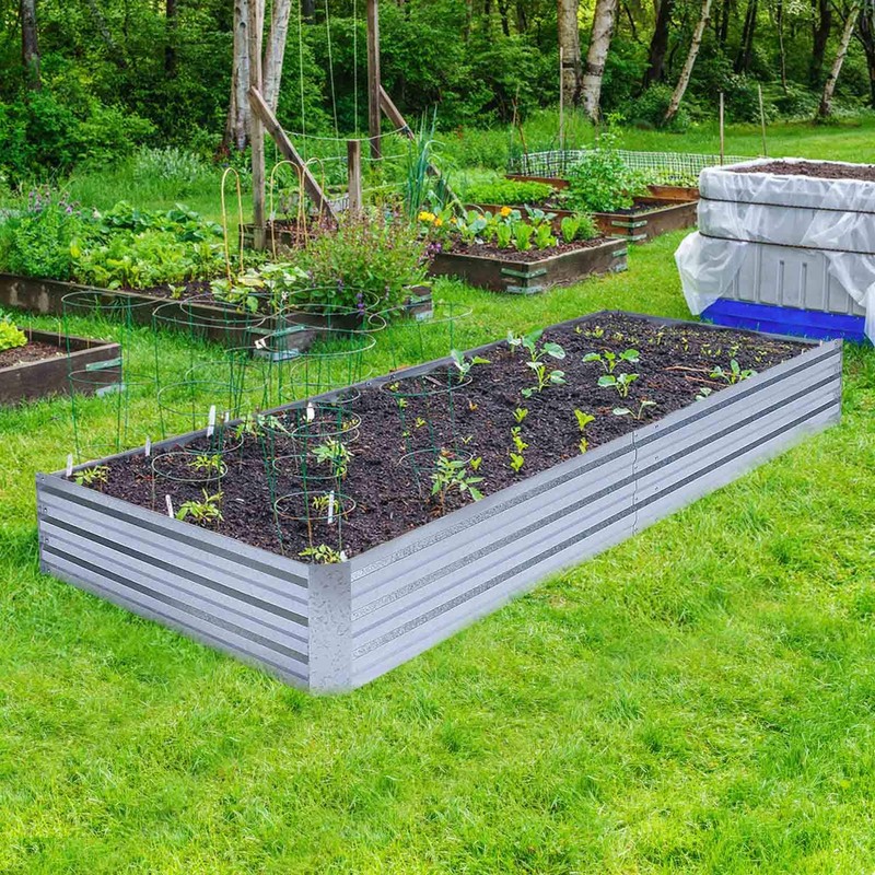 FOYUEE Galvanized Raised Garden Beds for Vegetables Large Metal Planter