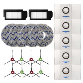 Vacuum Cleaner Floor Care Replacement Parts Kit Compatible With ECOVACS DEEBOT X1 Omni / X1TURBO / X1 Plus Robot Vacuum Cleaner, 5 Dust Bags, 4 Mop Cloth Pads, 2 Hepa Filters, 8 Side Brushes(19pcs)…