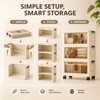 Beige Plastic Stackable Storage Box with Lid and Wheels for