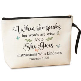 Inspirational Christian Gifts for Women Makeup Bag Religious Gifts Makeup Zipper Pouch Bag Bible Verse Cosmetic Bag Scripture Christmas Birthday Gifts Skincare Bag for Daughter Sisters Female Bride