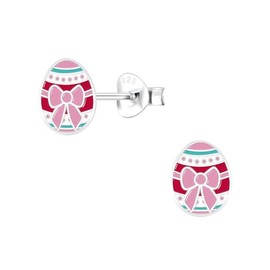 Easter Egg Earrings 925 Sterling Silver Pink