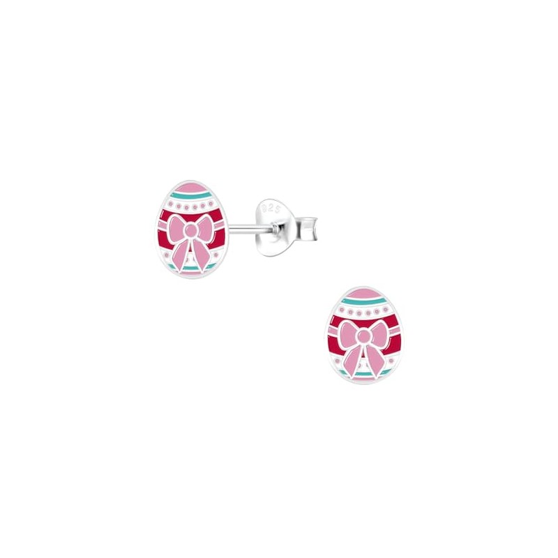 Easter Egg Earrings 925 Sterling Silver Pink