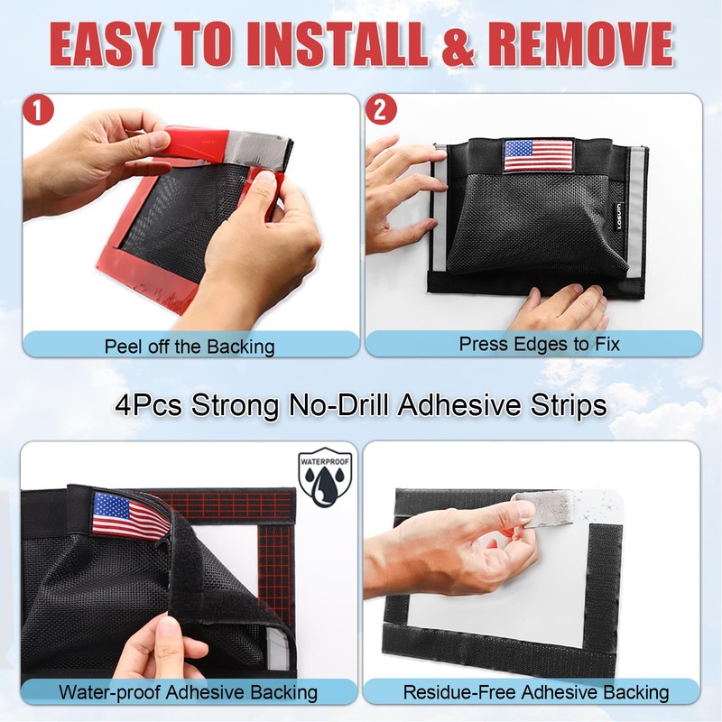2Pcs Mesh Boat Storage Bag,Boat Organizers and Storage Self-Adhesive,10"x7"