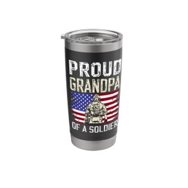 Proud Grandpa Of A Soldier Grandpa US Flag Military Grandpa Stainless Steel Insulated Tumbler