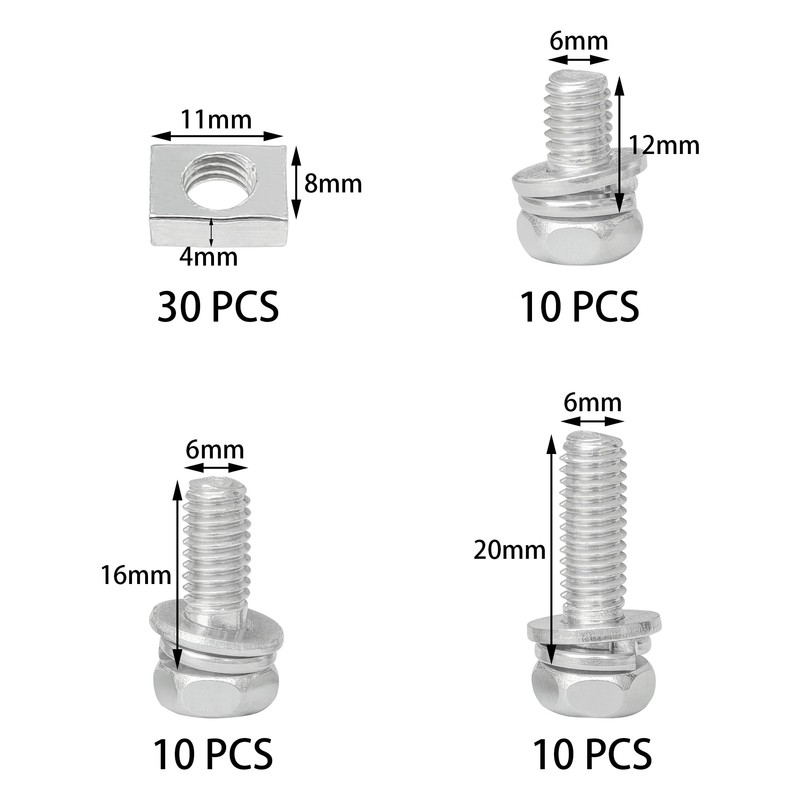 30 Pieces Motorcycle Bolt and Nut Set – 304 Stainless