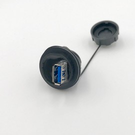 CNLINKO USB 3.0 Connector, Type A Female to Female, Panel Mount Receptacles Socket Jack, Dual USB Port, Outdoor Waterproof IP67, Data + Power, Panel Pass, Industrial Standard