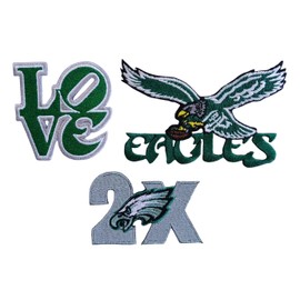 Set 3Pcs Love,Eagles,2X Words Patches Embroidery Iron on and Sew on Clothing