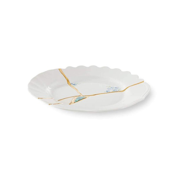 Seletti Kintsugi Fruit Plate in Porcelain and 24 Carat Gold