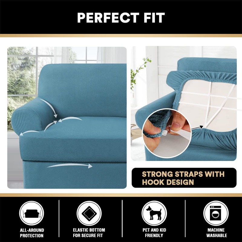 PrinceDeco T Cushion Sofa Slipcover 4 Pieces Sofa Covers for