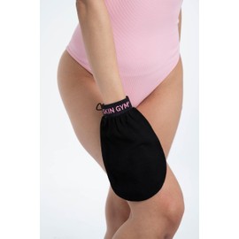 Skin Gym Exfoliating Body Mitt Scrubber - Deep Exfoliating Gloves for Bath Shower - Dead Skin Remover - Unclogs Pore for Smooth Glowing Skin, Black