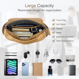 COSCOOA Shoulder Bag for Men Leather Man Bag Man Purse Crossbody Bags for Men Handbag Bag Messenger Satchel Travel bag, Brown-b