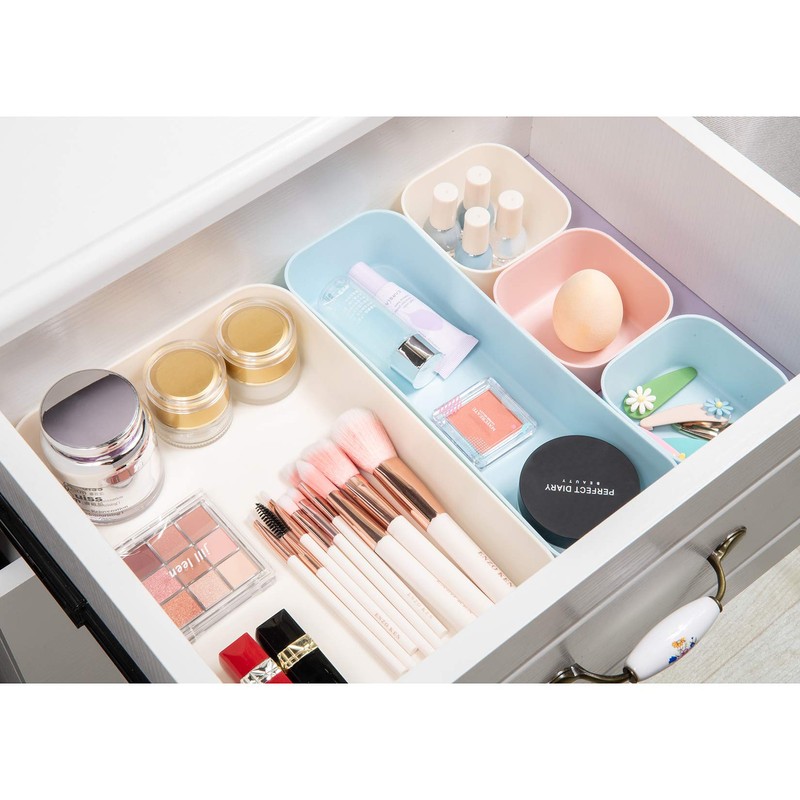 Backerysupply Set Of 12 Beige Color Plastic Desk Drawer Organizers