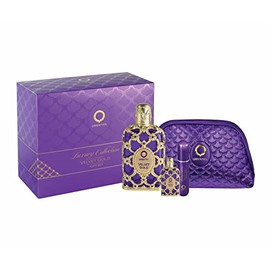 Orientica Al Haramain Velvet Gold 4-Piece Gift Set for Women, (2.7 Oz Eau De Parfum Spray + 0.33 Oz Eau De Parfum Spray + Atomizer + Bag) Luxury Collection