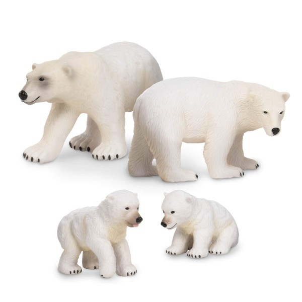 Terra by Battat – Polar Bear Family - Polar Bear Animal Toys for Kids 3-Years-Old & Up (4 Pc), Multicolor