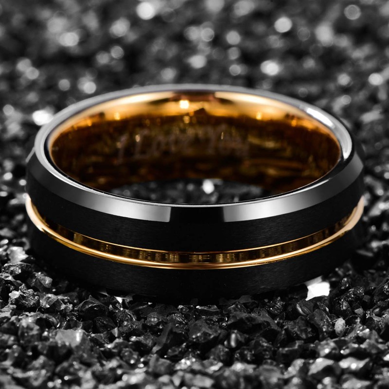 Nuncad Men's Ring, Tungsten Wedding Band, Couple Ring, Brushed, Simple,