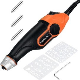 24W Engraving Pen with Letter/Number Stencil, 5 Speed Rotary Engraving Tool with Tungsten Carbide Steel Bits for Metal, Stone, Wood, Glass, DIY Crafts