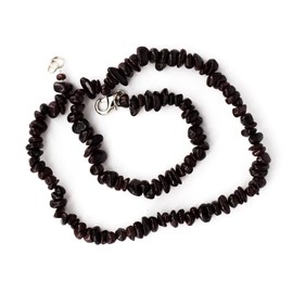 Taddart Minerals - Dark Red Brown Chip Necklace Made from Natural Gemstone Garnet with 45 cm Length - Handmade, Brass, Garnet