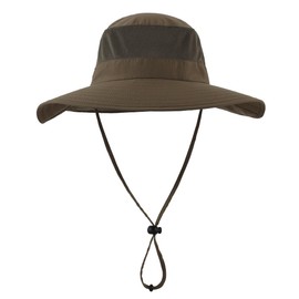 Connectyle Outdoor Unisex UPF 50+ Mesh Safari Hat, Wide Brim, Sun Protection, Farming Work Hat, UV Protection Hat, olive brown