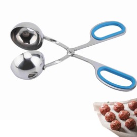 Large Meatball Ball Maker, Non-Slip Handles, Non-Sticky Stainless Steel Meat Baller Tongs for Kitchen (Blue)