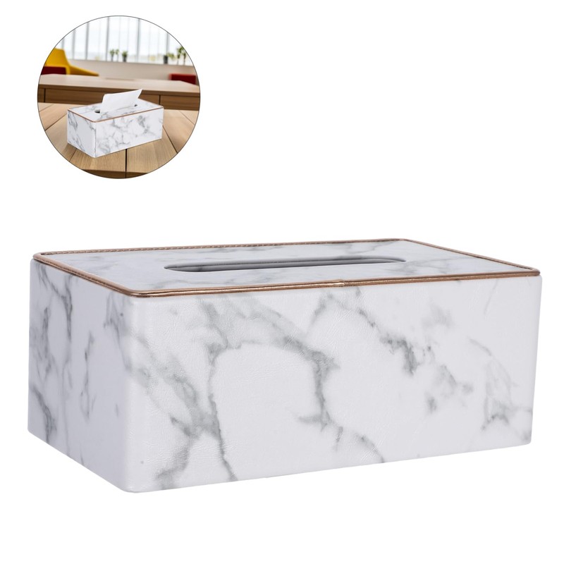 WOONEKY Luxury Marble Pattern Tissue Holder Modern Napkin Organizer for