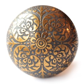 Set of 6 Brass Grey Cabinet Knobs - Kitchen Cabinet Pull knobs, Knobs for Cupboards, Chests, Furniture, Drawer Handles - Vintage Shabby Chic 36 mm by FFF