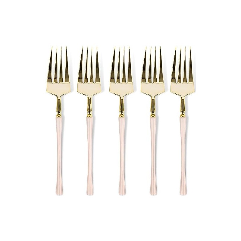 Blue Sky Infinity Flatware Gold & Pink Salad Forks -