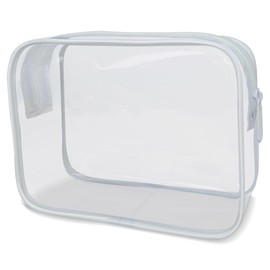 White Ze Clear Toilet Bag, Travel Makeup Cosmetic Bag for Women Men, PVC Toiletries Cosmetic Bag, White-B