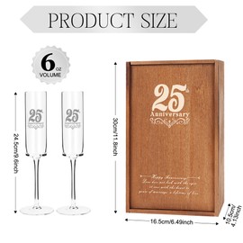 JNDJE 25th Wedding Anniversary for Couple, 25th Anniversary Champange Glasses for Parents, 25th Wedding Anniversary Champange Flute Gift 25 Years of Anniversary Present