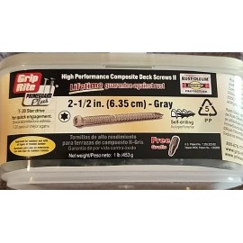 GripRite ~ 2-1/2" Composite Deck Screws ll, GRAY, T20, 1 lb. LN212CSG1, No Rust
