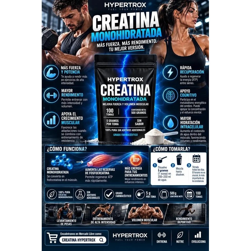Creatina Monohidratada Usp 500g Micronizada Sin Sabor 100tom